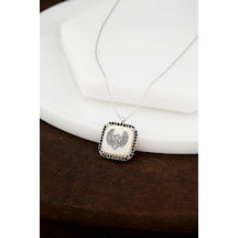 Melek Kanadı Motifli Gümüş Bayan Sedef Kolye