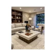 Modern Trave Wood Orta Sehpa Traverten - Ceviz % 100 Mdf Bej Bej