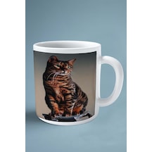 Bengal Kedi İsimli Kişiye Özel Baskılı Kupa Bardak Yeşil Göz Yuva Çok Renkli