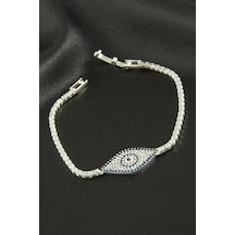 Göz - 882 - Zirkon Taşlı Çocuk Bileklik 16 Cm - Kmrsfres - Gümüş Rengi