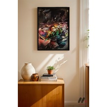 Demon Slayer Karakter Grubu Poster, Siyah Çerçeveli Duvar Tablosu - Anime Severlere Özel Hediye