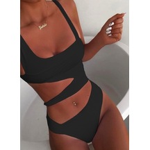 Özel Tasarım Desketksiz Kaplı Siyah Bikini Takım (551649131)