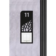 Ahwall Woodworking Dekoratif Daire Kapı Numarası Zil Priz Çerçevesi No: 11 Çok Renkli
