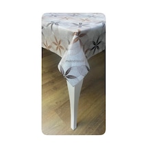 Kalın Astarlı Kaymaz 3 D File Çiçekli Pvc Muşamba Masa Örtüsü Kahverengi 100 X 140 Diğer