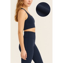 Pantofit Şardonlu Yüksek Bel Kadın Tayt Toparlayıcı Slim Fit Kışlık Ka Lacivert