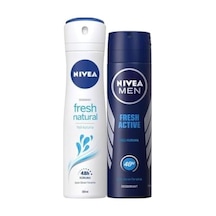 Kadın Sprey Deodorant Fresh Natural 48 Saat Deodorant Koruması 150ml Ve Men Erkek Sprey Deodorant Fresh 48 Saat Deodorant Koruması 150ml