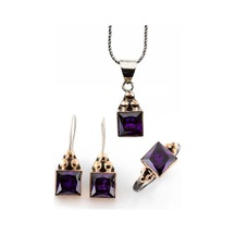 Ametisttaşlı Gümüş Otantik Set Gümüş