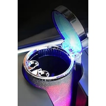 Rgb Işıklı Açılır Kapanır Kapaklı Oto Araç İçi Masa Üstü Küllük Kül Tablası Işıklı Dekoratif Küllük