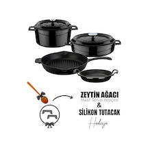 Lava Döküm Çeyiz Seti - Mutfakta Uzun Yıllar Güvenle Kullanım Siyah