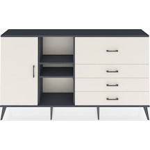 Arges Konsol 4 Raflı 4 Çekmeceli Tek Kapaklı 176x30x99 Antrasit-aytaşı Aytası - Antrasıt
