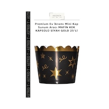 Premium Ev İkramı Mini Kap Sunum Aracı Mafin Kek Kapsülü Siyah Gold 25 Li Siyah - Altın