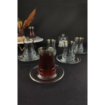 Lombardino Eva Mud 6 Kişilik Ağız Cidar Çay Takımı Gold Deep 01 12p0
