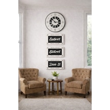 Salon Ve Odalar İçin Çok Şık Ve Tasarım Duvar Saati Ve 3lü Set No 81 Çok Renkli