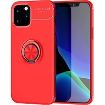 Newface Apple İphone 12 Kılıf Range Yüzüklü Silikon - Kırmızı