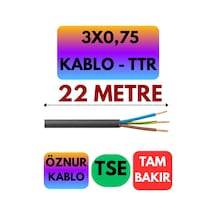 Öznur 3x0,75 Ttr Kablo Siyah Metre Seçenekli - 22 Metre
