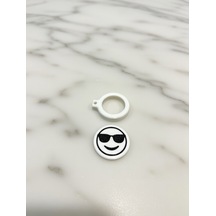 Mini Emoji Apple Uyumlu AirTag Kılıfı - Gizli Takip Tutucu Anahtarlık 3d Baskılı, Beyaz/siyah Şık Tasarım Gzlk