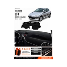 Peugeot 206 Küçük Ekranlı 1998-2009 Uyumlu Torpido Örtüsü, Torpido Kılıfı - Siyah-gri - Pe003