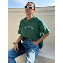 Clarity And Candor Baskılı Unisex Oversize T-shirt Yesil