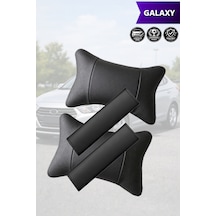 Galaxy Uyumlu Lüks Deri Kemer Koruyucu Set Siyah Deri Yastık
