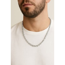Gümüş Renk Doc Model Zincir 55 Cm. Unisex Çelik Kolye - 3344 Çok Renkli