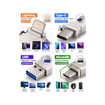 128gb 4 Lü Girişli Flash Bellek Lightning Type-c Usb-a Microusb Telefon Tablet Bilgisayar Uyumlu