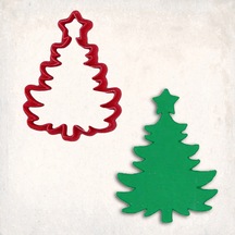 Yıldızlı Noel Ağacı Kurabiye Kalıbı Şekillendirici Kopat KIrmızı