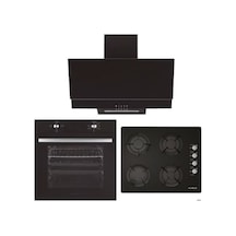 Alveus ALV MFA 604 F - ALV GLS 640 - ALV F17 PB Siyah Cam Ankastre Set