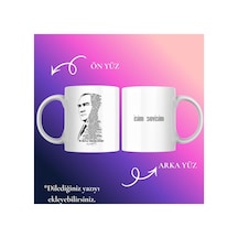 Atatürk Baskılı Kupa Bardak Kişiye Özel Yeni Tasarım Beyaz