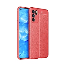 Oppo Reno 6 4g Kılıf Deri Görünümlü Silikon Kamera Korumalı Üstün Koruma Pazarplus Kırmızı