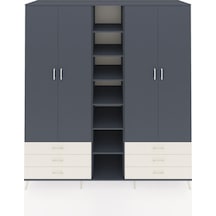 Kronos Dolap 13 Raflı 6 Çekmeceli 2 Askılı 220x59x243 Antrasit-antrasit/aytaşı Antrasıt/aytası - Antrasıt