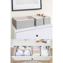8 Li Çekmece Düzenleyici Organizer Dekoratif Sepet Hurç 8 Li Çekmece Çizgili Genel