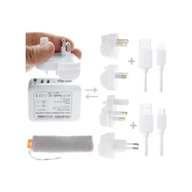 Haweel Universal Seyahat Şarj Adaptör Apple iPhone Uyumlu Ve 1 Mikro Usb Şarj Kablosu Set- 5775 Beyaz