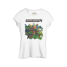 Minecraft - Bedrock Beyaz Kadın Tshirt