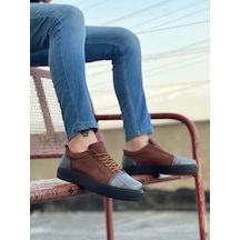 Ba0104 Bağcıklı Taba Ekose Süet Siyah Taban Spor Klasik Erkek Ayakkabı Taba