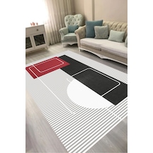Alanur Kaymaz Yıkanabilir Dijital Baskılı Salon Halısı Trend Geometrik Al4052 Siyah