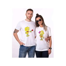 Tshirthane Romantik Robot Sevgili Kombinleri Tshirt Kombini Beyaz