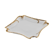 Camelia Gold Kare Sunum Tabak 27x27x3 Beyaz - Altın