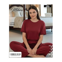 Angbutik Mihra 20102 Kadın Oysho Kısa Kol Pijama Takımı bordo