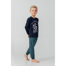 U.S. Polo Assn. Erkek Çocuk Pijama Takımı Baskılı Lacivert Uzun Kol Pijama Takımı Us2637-c-v2 Us2637-c-v2