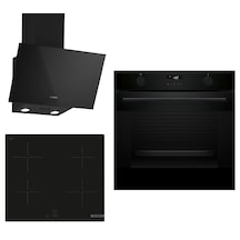 Bosch 650 HUA736EA0T - PUG61KAA5E - DWK63PJ60T İndüksiyon Ocaklı Siyah 3'Lü Ankastre Set