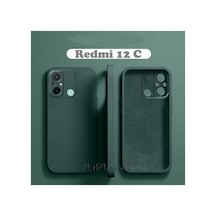 Xiaomi Redmi 12c Uyumlu Kılıf Kamera Korumalı Içi Kadife Süet Yumuşak Hisli Lansman Silikon Kapak Yeşil