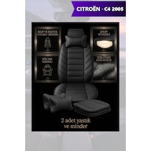 Citron C4 2005 Uyumlu Siyah Renk Premium Lüks 2 Adet Minder Ve Yastık