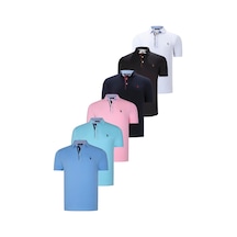 Altılı Set T8582 Dewberry Erkek T-shırt-siyah-beyaz-lacivert-pembe-camgöbeği-açık Mavi