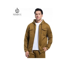 Sonbahar Ve Kış İçin Erkek Polar Astarlı, Kalınlaştırılmış, Sıcak Ceket Kahverengi