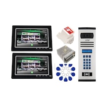 2 Daire Nts 2015-s 7'' Görüntülü Diafon Siyah-8004 Tuş Takımlı Şifreli+geçişli Zil Panelli Set