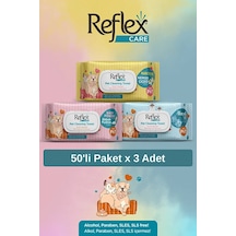 Reflex Care Kokulu Kedi Ve Köpekler İçin Çok Amaçlı Hijyenik Temizleme Mendili Karışık Set 50'li X 3 Adet