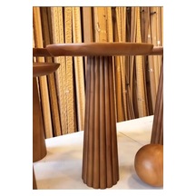 Wood Ahşap Fitilli Mantar Yan Sehpa Tekli 50cm