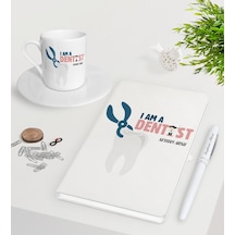 Kişiye Özel Diş Hekimi Beyaz Defter Kalem Türk Kahvesi Fincanı Se N11.16556