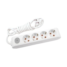 Viko Multi-let 4'lü Topraklı Kablolu Çocuk Korumalı 5 Metre Anahtarlı Priz Beyaz