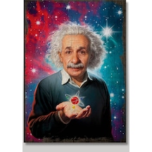 Bedeko Ahşap Tablo Dahi Albert Einstein Atomun Simgesi Görseli Baskılı 35 Cm X 50 Cm